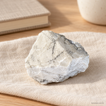 Howlite Grezza 3–4 cm – immagine ambientata su lino e legno | La Casa Degli Incensi